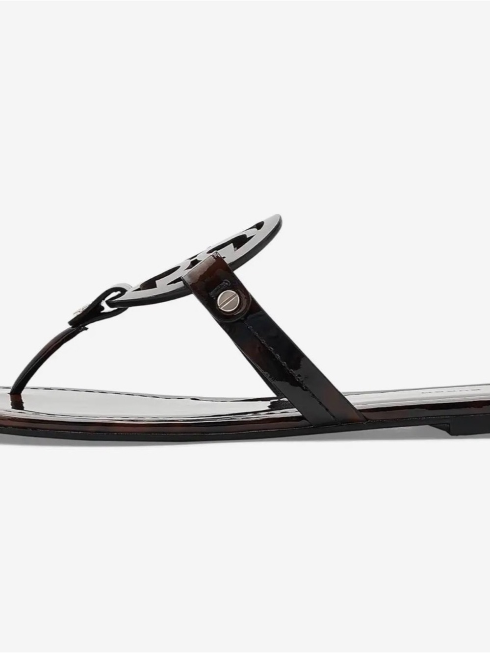 Tory Burch Black Patent Miller Logo Thong Sandal NWT size 10 - Picture 3 of 8